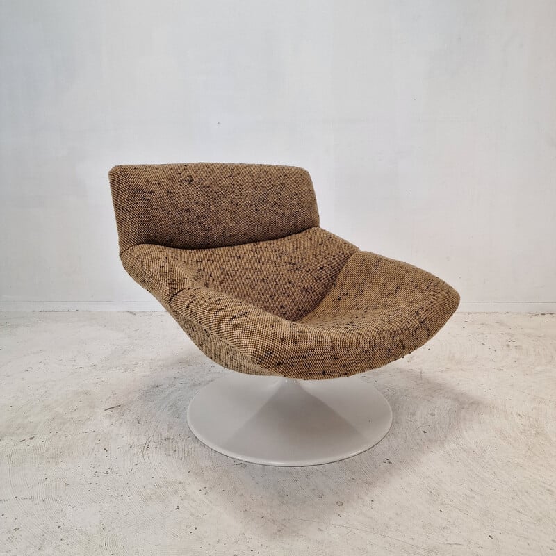 Vintage F518 armchair in wood and metal by Geoffrey Harcourt for Artifort, 1970