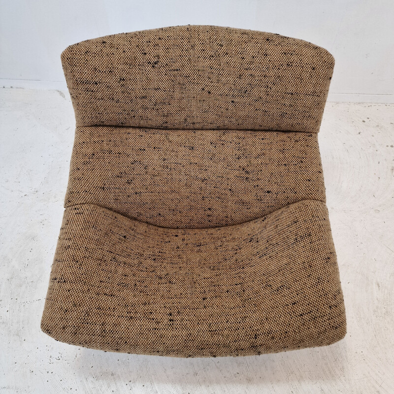 Vintage F518 armchair in wood and metal by Geoffrey Harcourt for Artifort, 1970