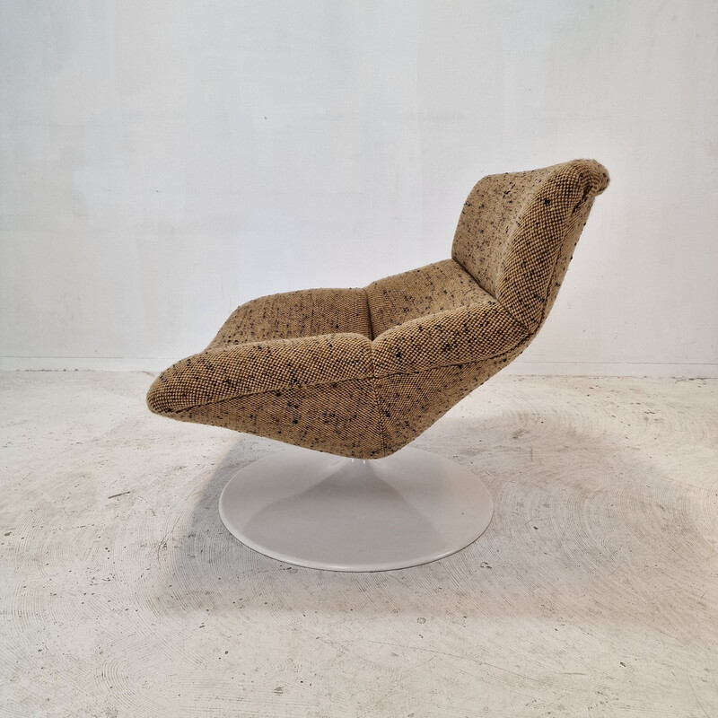 Vintage F518 armchair in wood and metal by Geoffrey Harcourt for Artifort, 1970