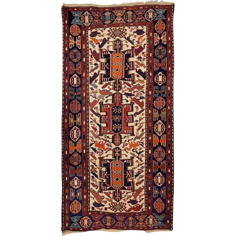 Vintage "Kilim sumak" rug in wool and silk, Türkiye 1960