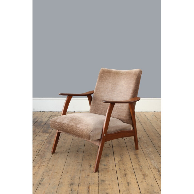 Dutch Teak Low Back Armchair - 1960s