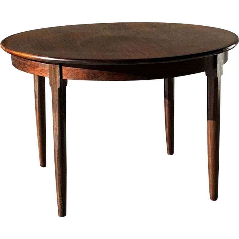 Vintage round extendable rosewood table for Rosengaarden, Denmark 1960