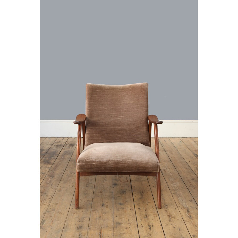 Dutch Teak Low Back Armchair - 1960s