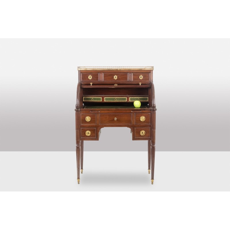 Vintage mahogany cylinder desk, France