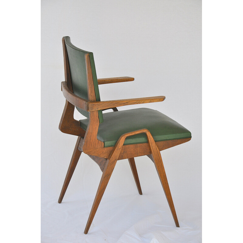 Suite de 4 fauteuils en chêne, Carlo de CARLI - années 50