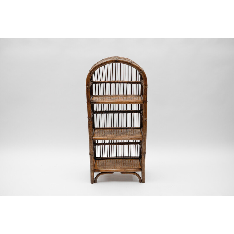Vintage rattan and bamboo shelf, Italy 1960