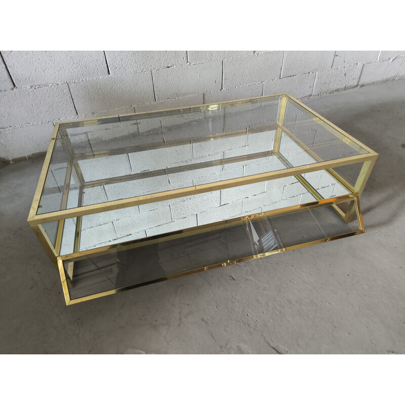 Vintage Janson coffee table in glass and brass