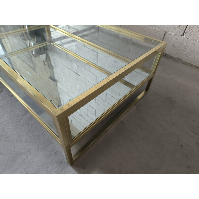 Vintage Janson coffee table in glass and brass