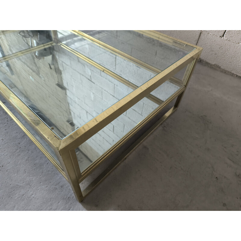 Vintage Janson coffee table in glass and brass
