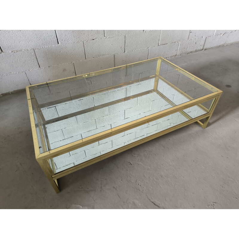 Vintage Janson coffee table in glass and brass