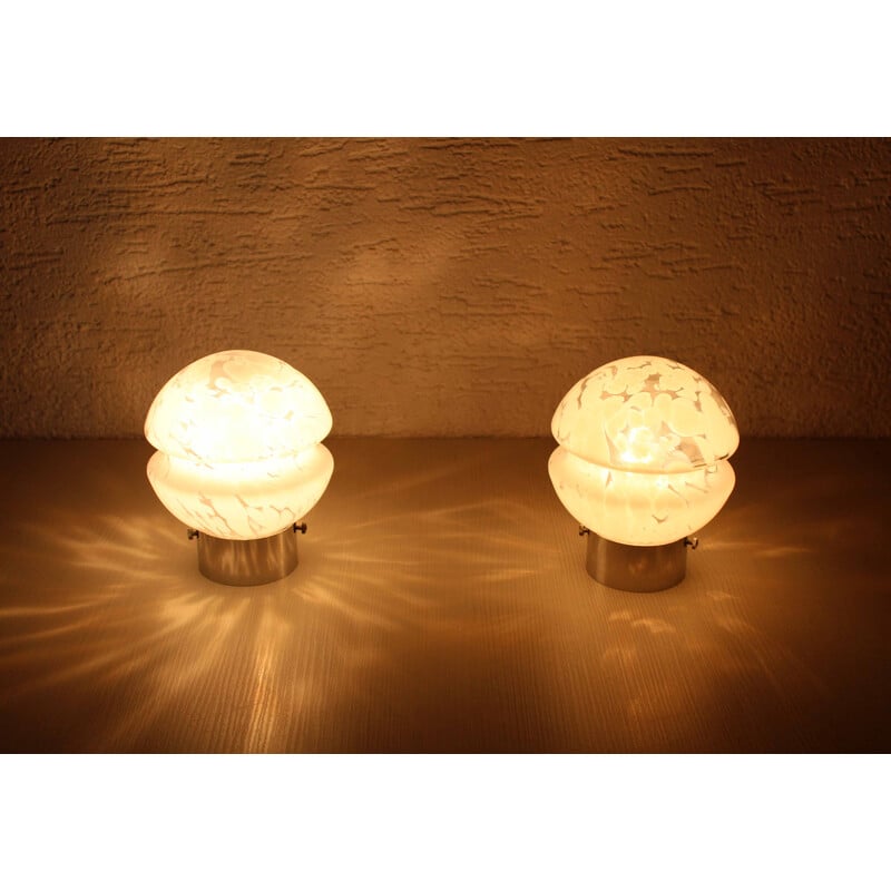 Pair of vintage Mazzega lamps in Murano glass, by Carlo Nason, 1960