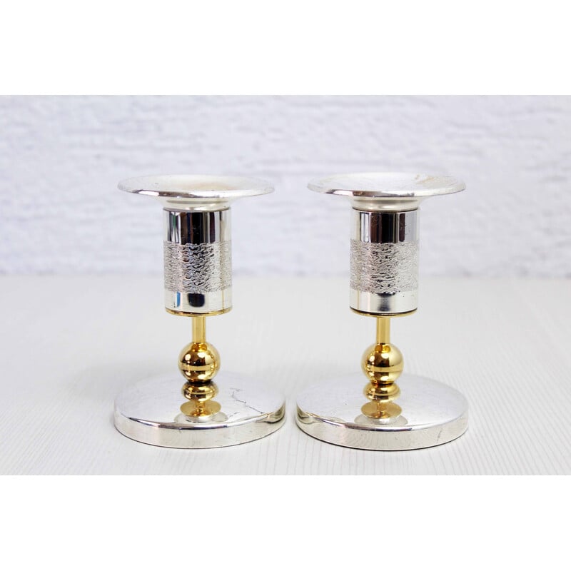 Pair of vintage silver-plated candlesticks, 1960