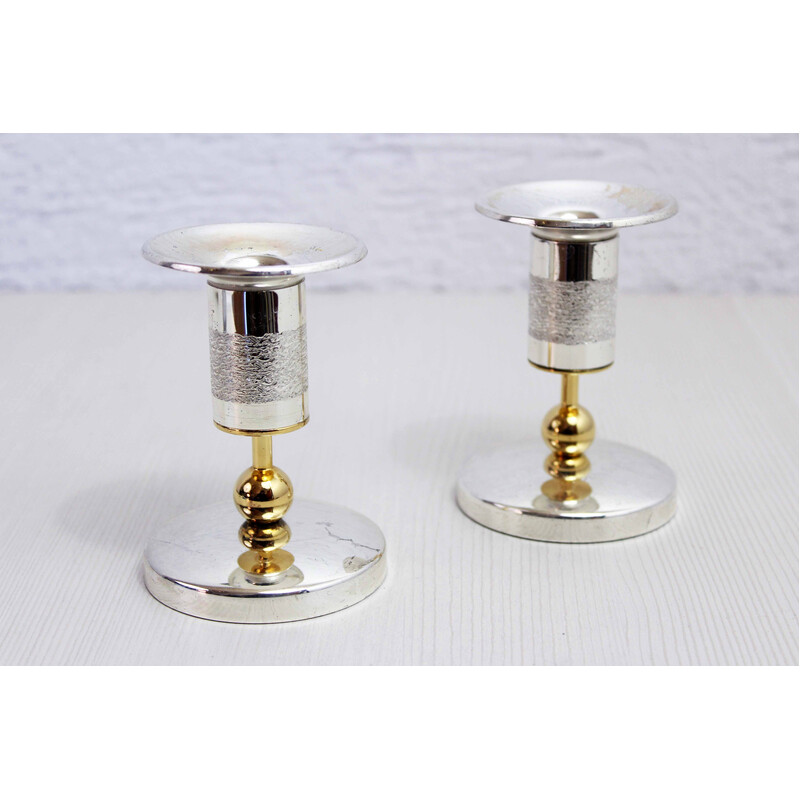 Pair of vintage silver-plated candlesticks, 1960