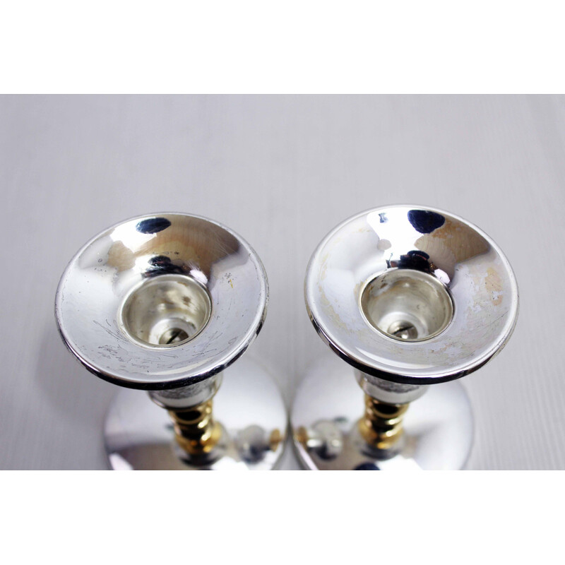 Pair of vintage silver-plated candlesticks, 1960