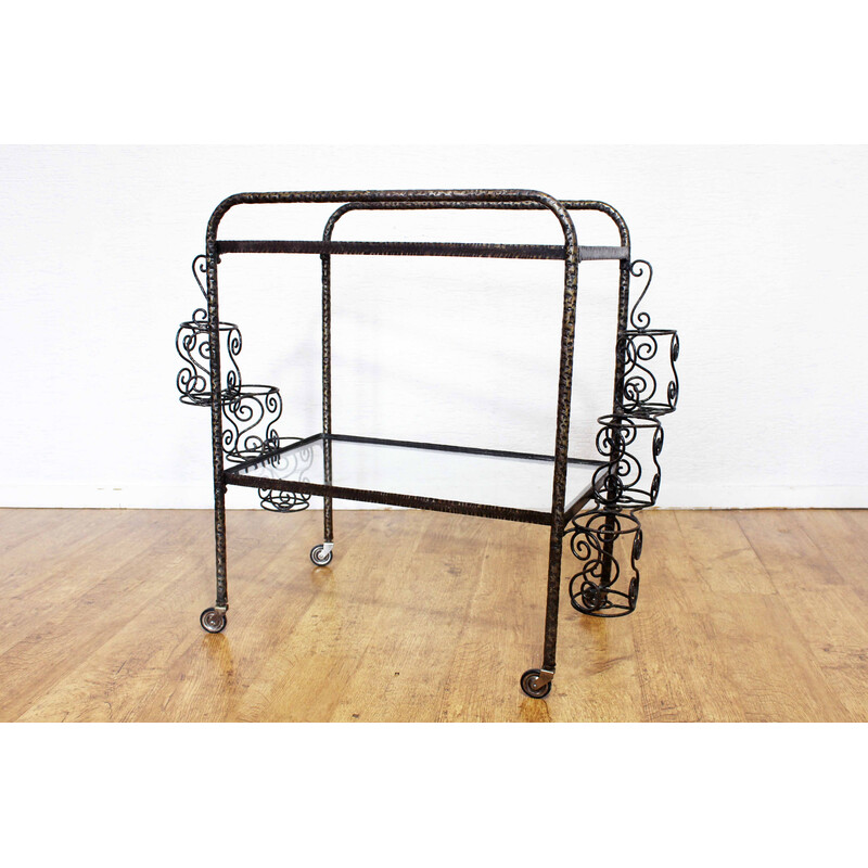 Vintage iron and glass trolley, 1950