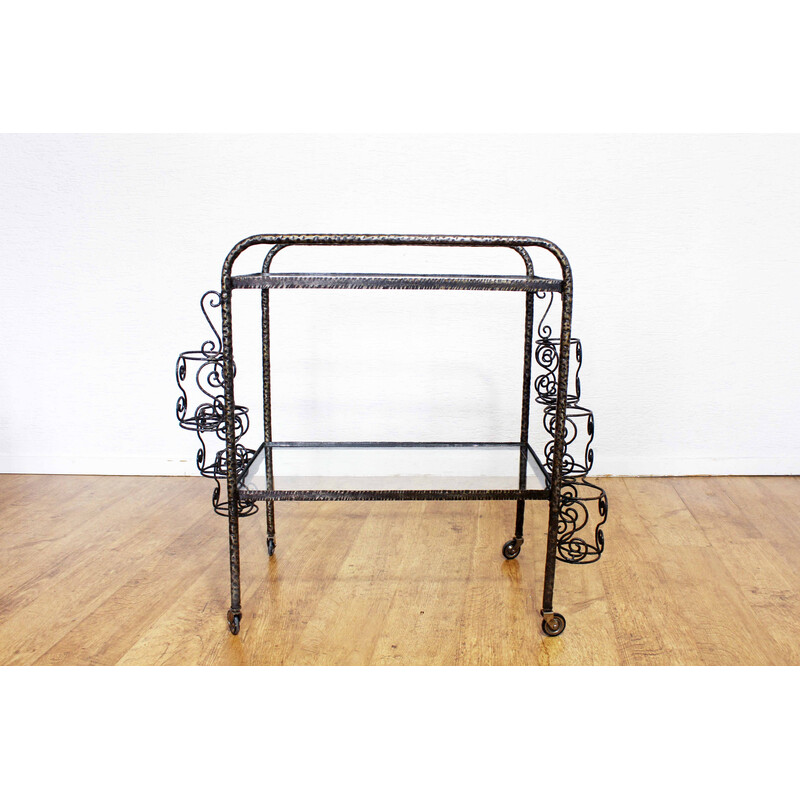 Vintage iron and glass trolley, 1950