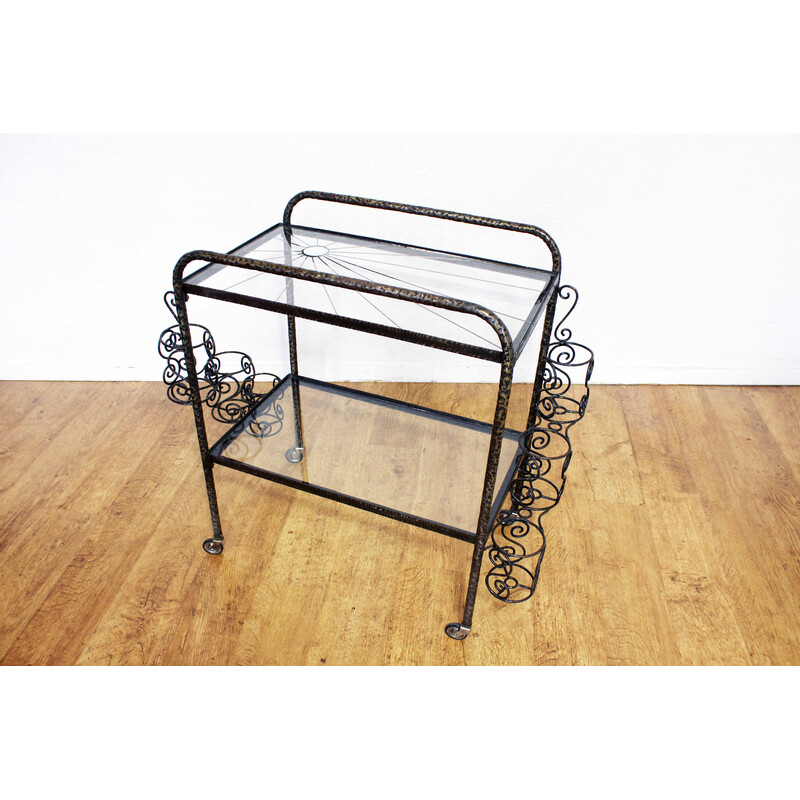 Vintage iron and glass trolley, 1950