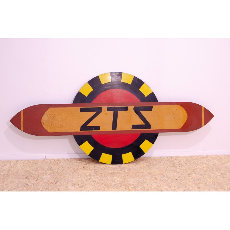Vintage advertising plaque with the letters ZTS in sheet metal and metal, Czechoslovakia 1980
