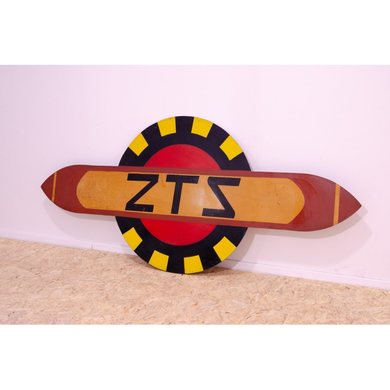 Vintage advertising plaque with the letters ZTS in sheet metal and metal, Czechoslovakia 1980