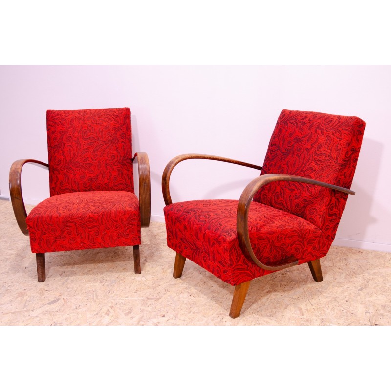 Paire de fauteuils vintage en bois de hêtre courbé par Jindřich Halabala, Tchécoslovaquie 1950