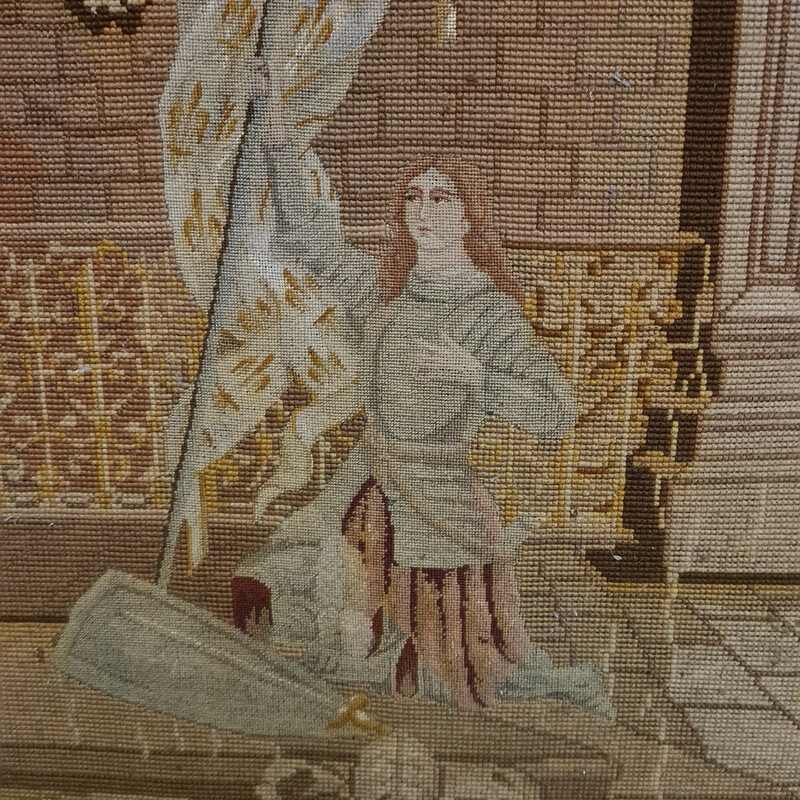 Tapis vintage représentant Jeanne d'Arc, France 1800