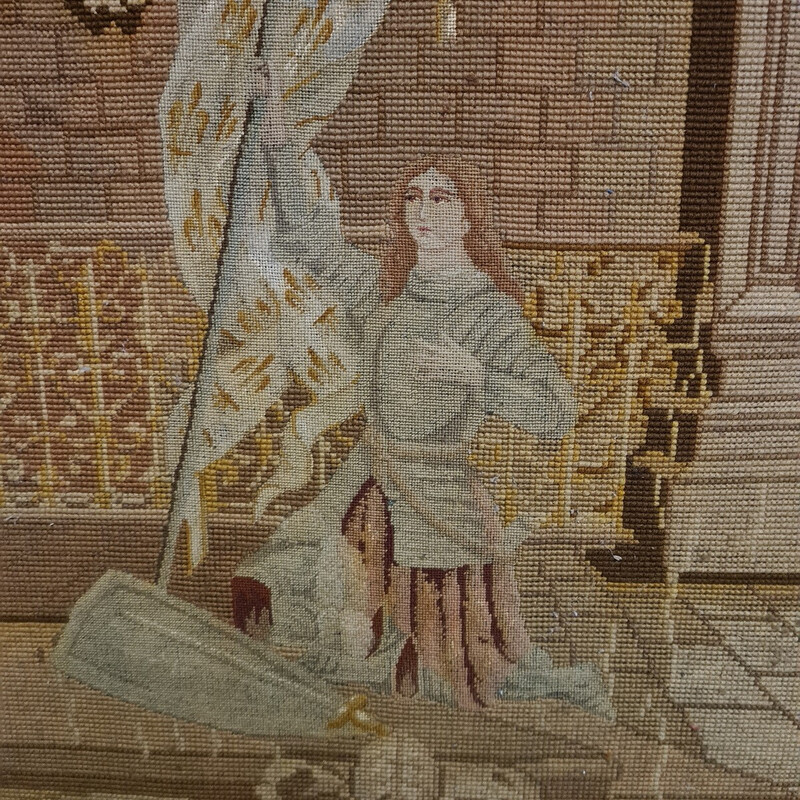 Vintage rug depicting Joan of Arc, France 1800