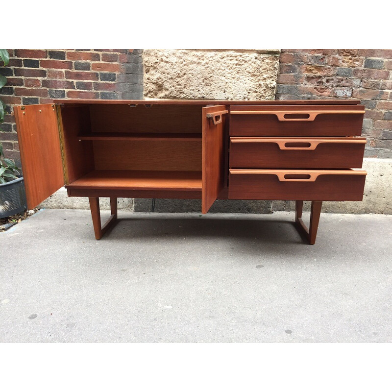 Vintage teak sideboard with open handles - 1960s