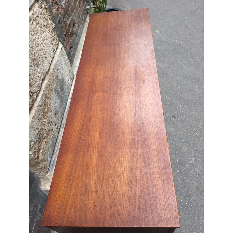 Vintage teak sideboard with open handles - 1960s