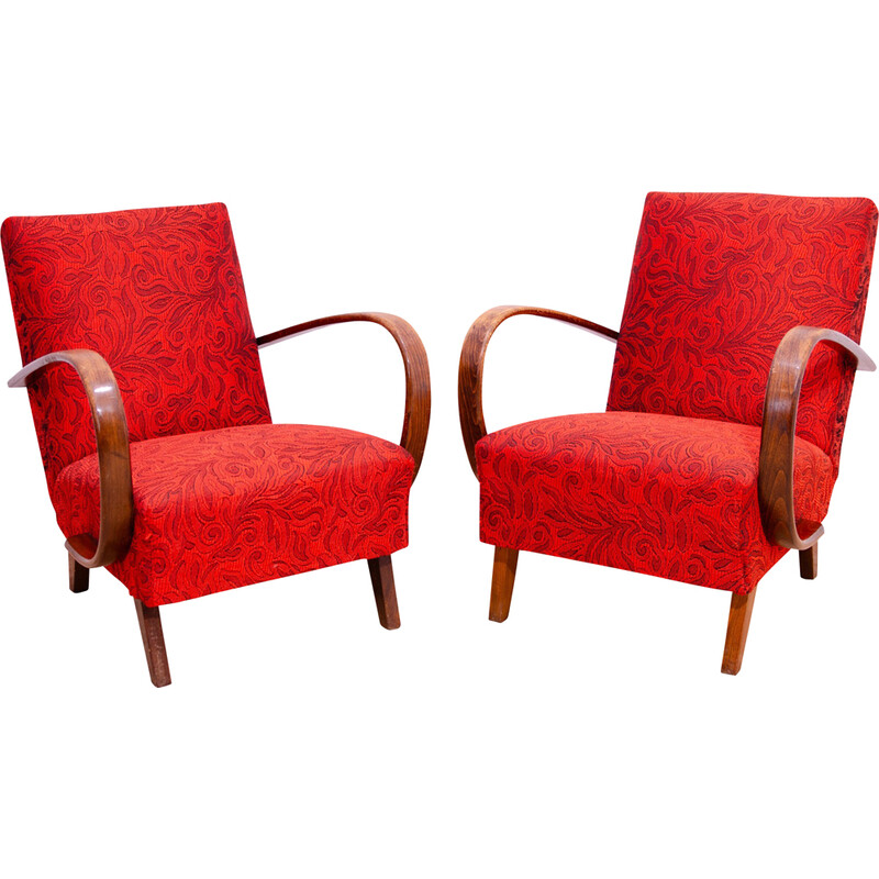 Pair of vintage bentwood armchairs by Jindřich Halabala, Czechoslovakia 1950