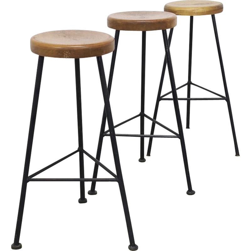 Set of 3 vintage bar stools, 1960