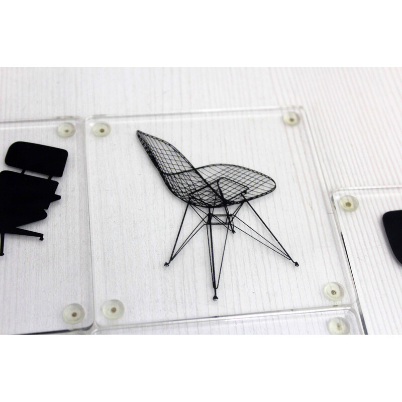 Set of 5 vintage acrylic coasters by Charles and Ray Eames for Vitra, 1950