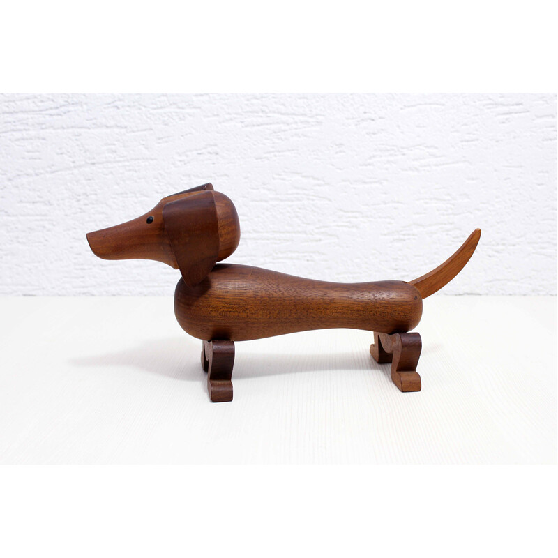 Vintage solid teak dachshund by Kay Bojesen for Rosendhal, 1950