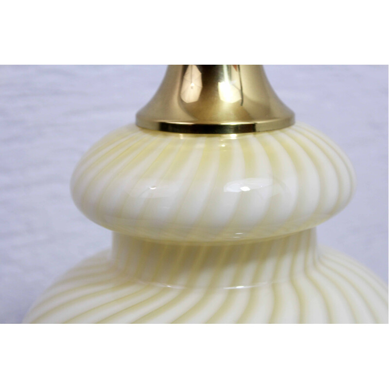 Pied de lampe vintage en verre de Murano et laiton, 1970