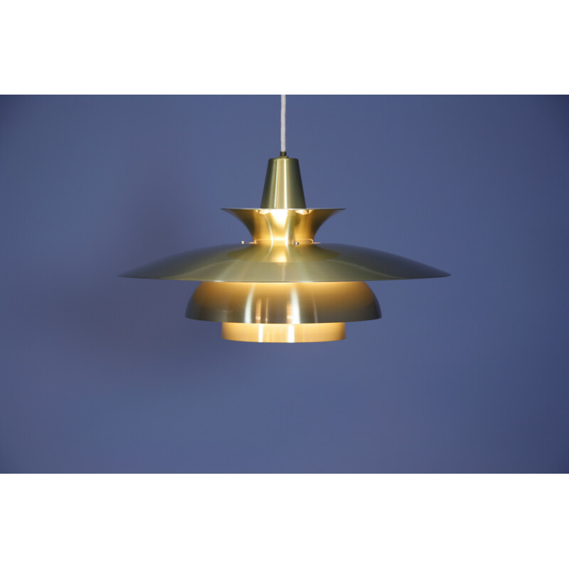 Mid-Century danish pendant in brass-coated aluminium - 1960s