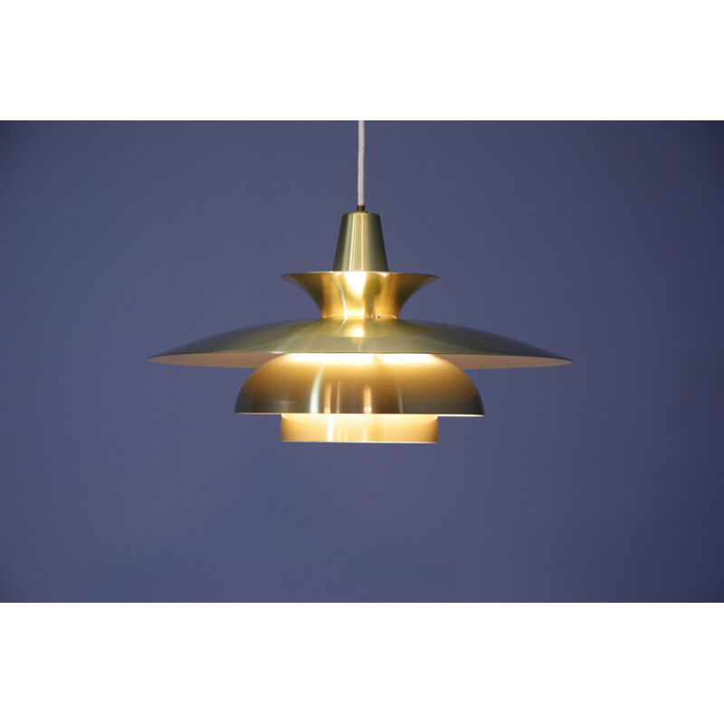 Mid-Century danish pendant in brass-coated aluminium - 1960s