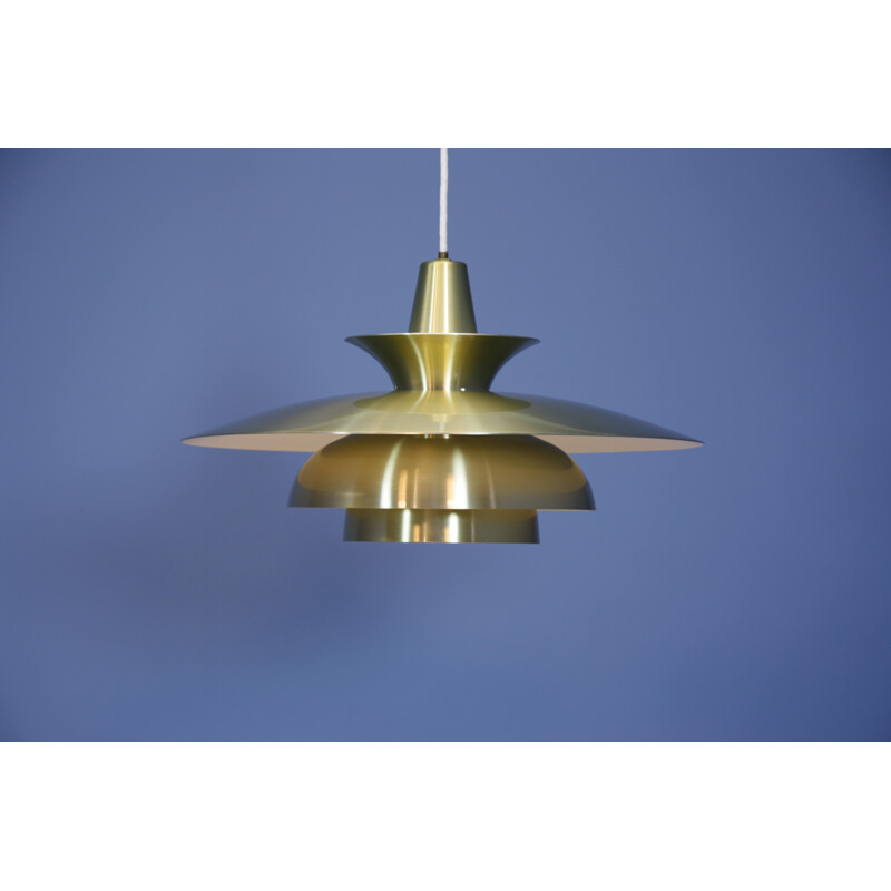 Mid-Century danish pendant in brass-coated aluminium - 1960s