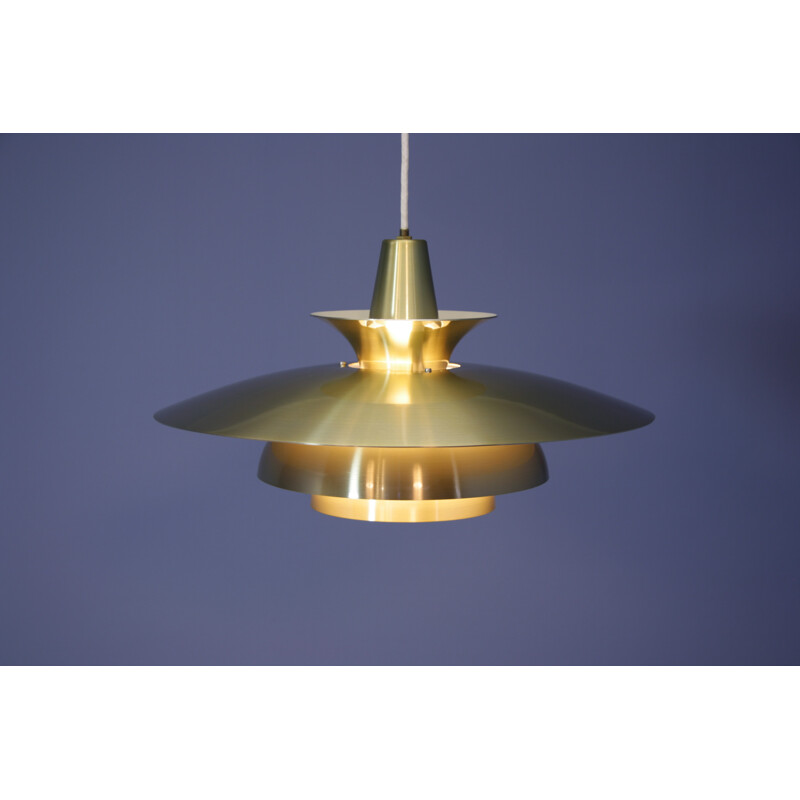 Mid-Century danish pendant in brass-coated aluminium - 1960s