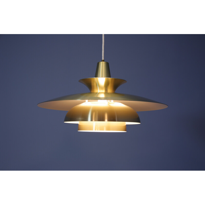 Mid-Century danish pendant in brass-coated aluminium - 1960s