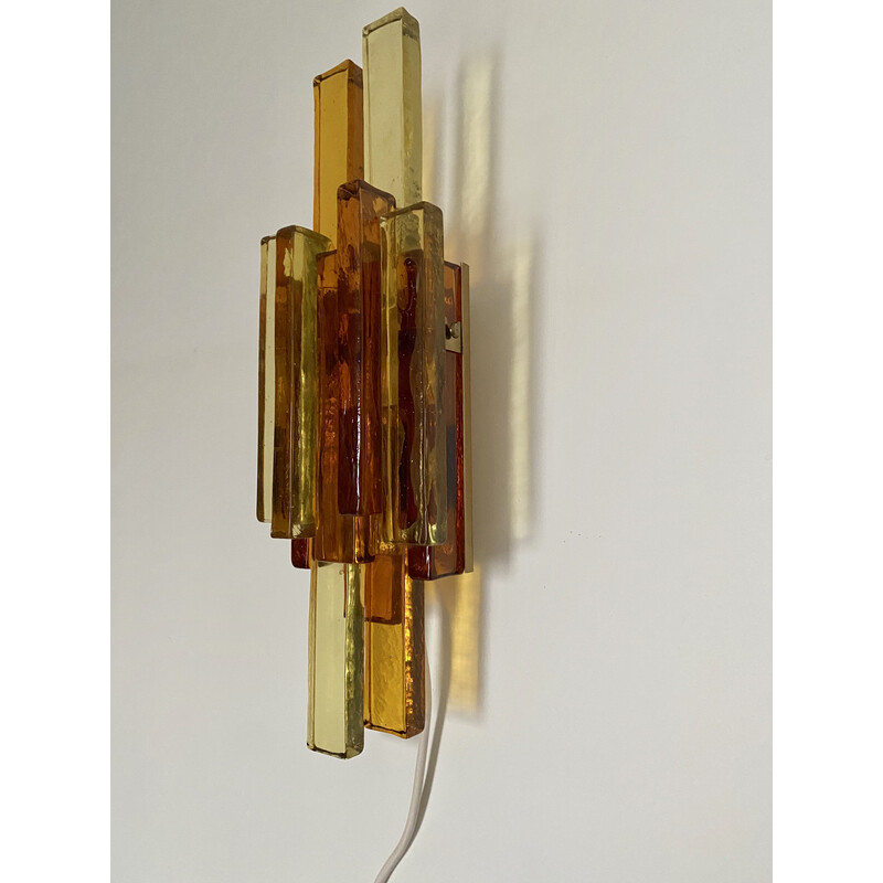 Aplique vintage de cristal y metal de Svend Aage Holm Sorensen, Dinamarca