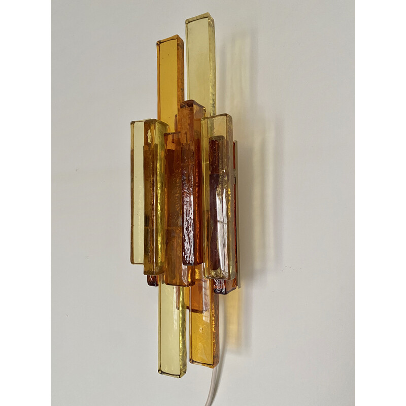 Vintage glass and metal wall lamp by Svend Aage Holm Sorensen, Denmark