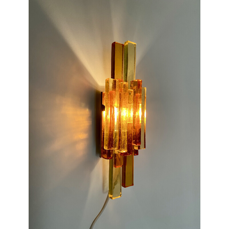 Vintage glass and metal wall lamp by Svend Aage Holm Sorensen, Denmark