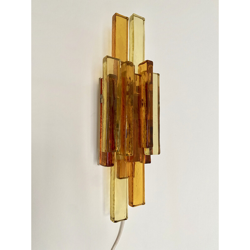 Vintage glass and metal wall lamp by Svend Aage Holm Sorensen, Denmark