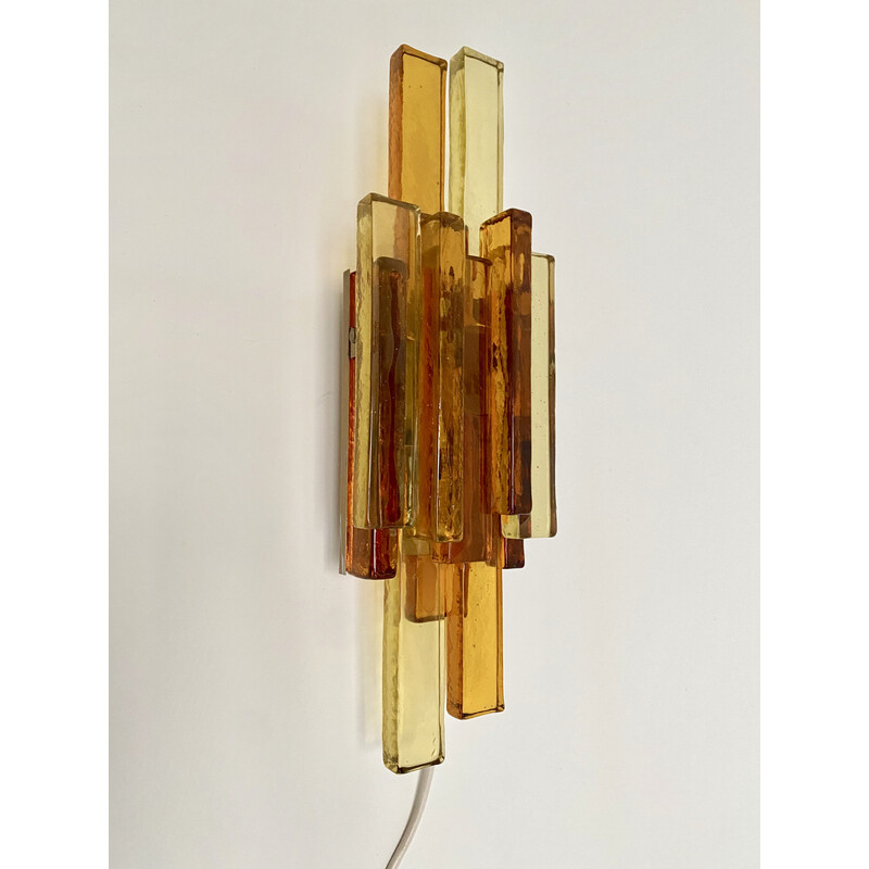Vintage glazen en metalen wandlamp van Svend Aage Holm Sorensen, Denemarken