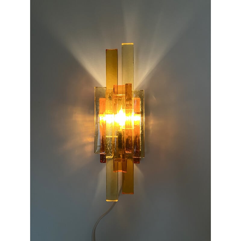 Vintage glass and metal wall lamp by Svend Aage Holm Sorensen, Denmark