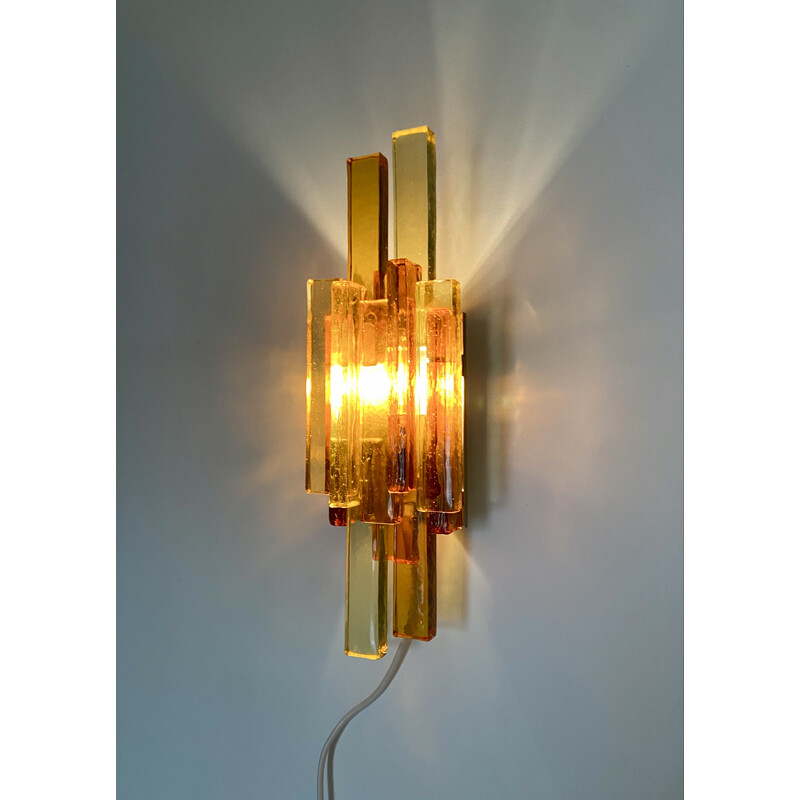 Vintage glass and metal wall lamp by Svend Aage Holm Sorensen, Denmark