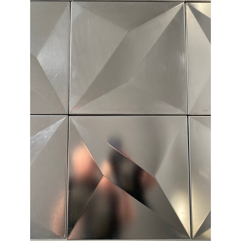 Vintage brushed aluminum wall panel elements