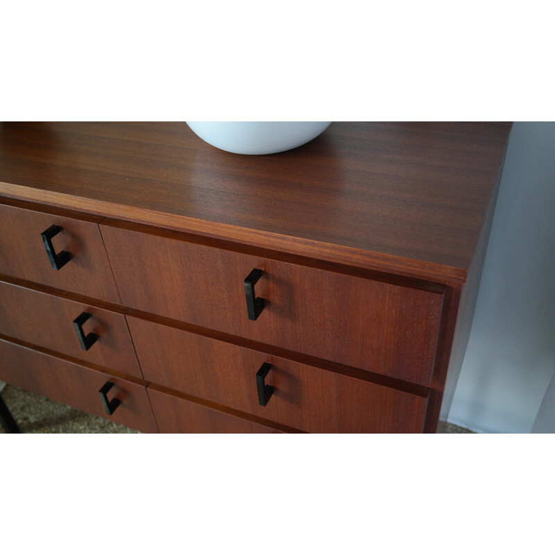 Vintage dark teak dressing table chest of drawers with 6 drawers, Denmark