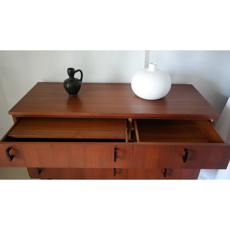 Vintage dark teak dressing table chest of drawers with 6 drawers, Denmark