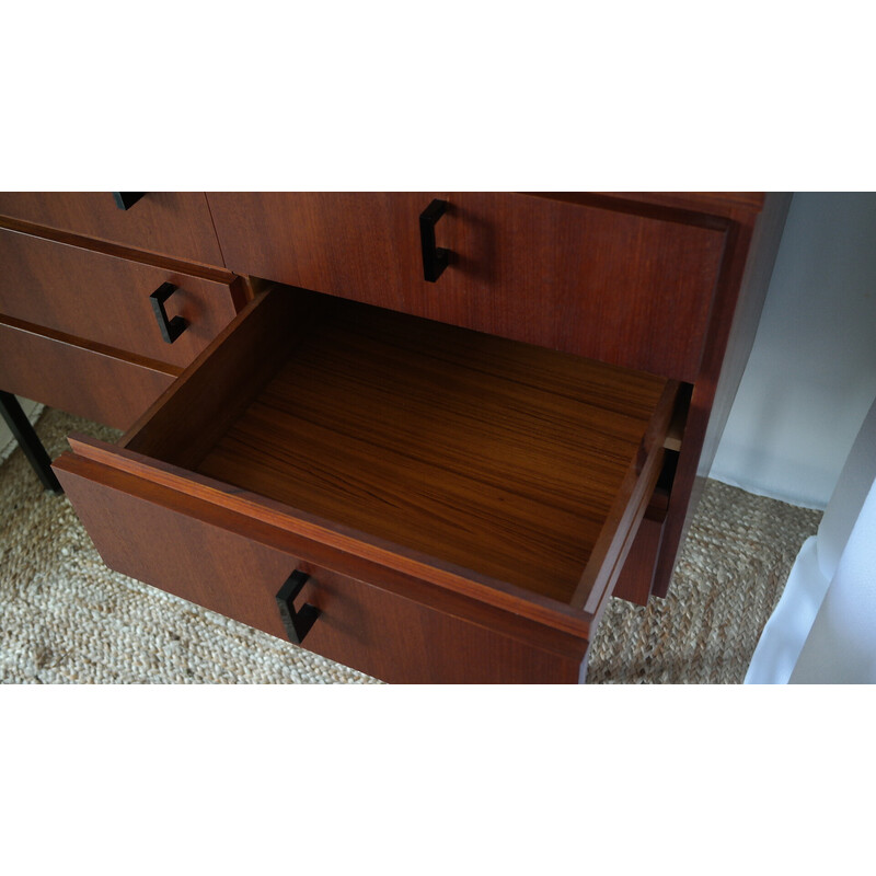 Vintage dark teak dressing table chest of drawers with 6 drawers, Denmark