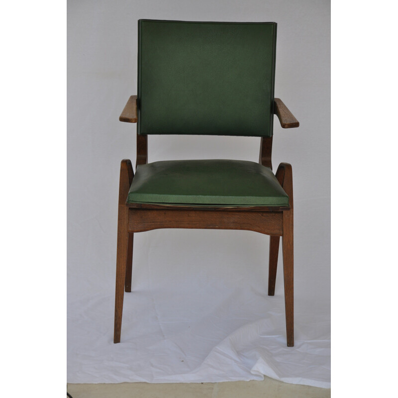 Suite de 4 fauteuils en chêne, Carlo de CARLI - années 50